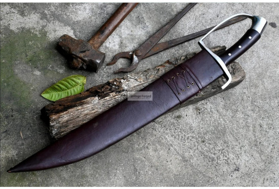 D-Guard Long Seax Machete — Hand-Forged Viking Chopper